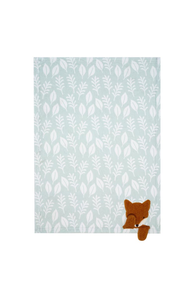Whispering Woods Fox Soft Green Fleece Baby Blanket, Alternate, color, Green