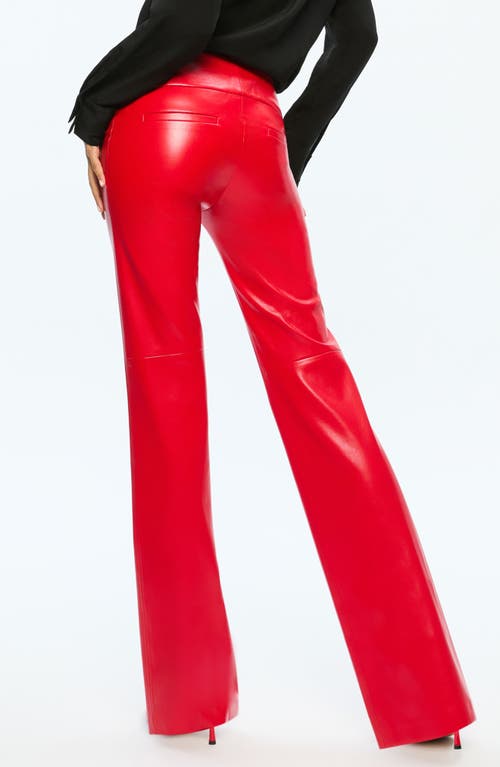 Alice And Olivia Vegan Leather Bootcut Pant In Perfect Ruby In Bright Ruby