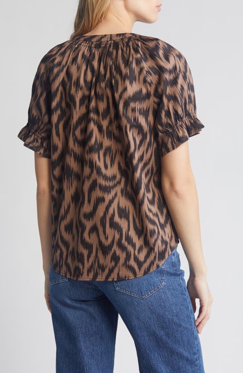 Wit & Wisdom Print Cotton Blend Top In Portobello/black