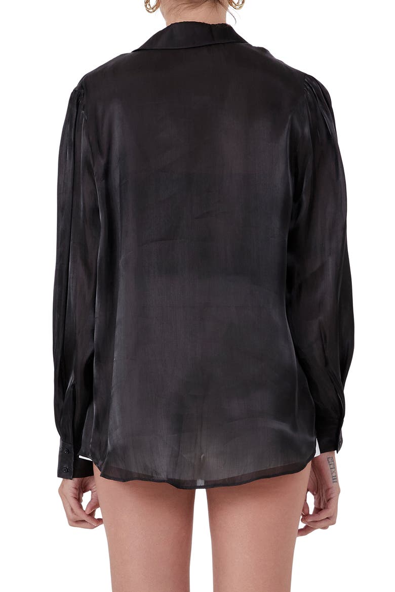 Sheer Satin Shirt, Alternate, color, BLACK