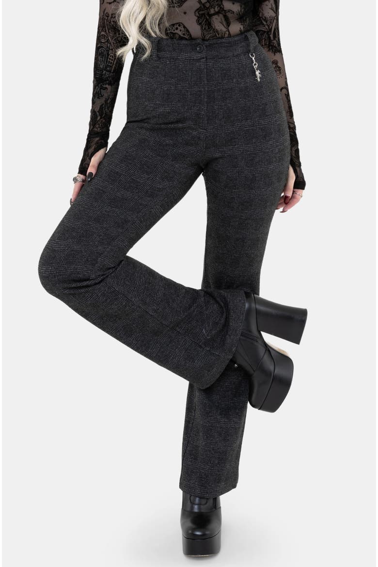 Moura Check Flare Trouser With Charm, Alternate, color, Black