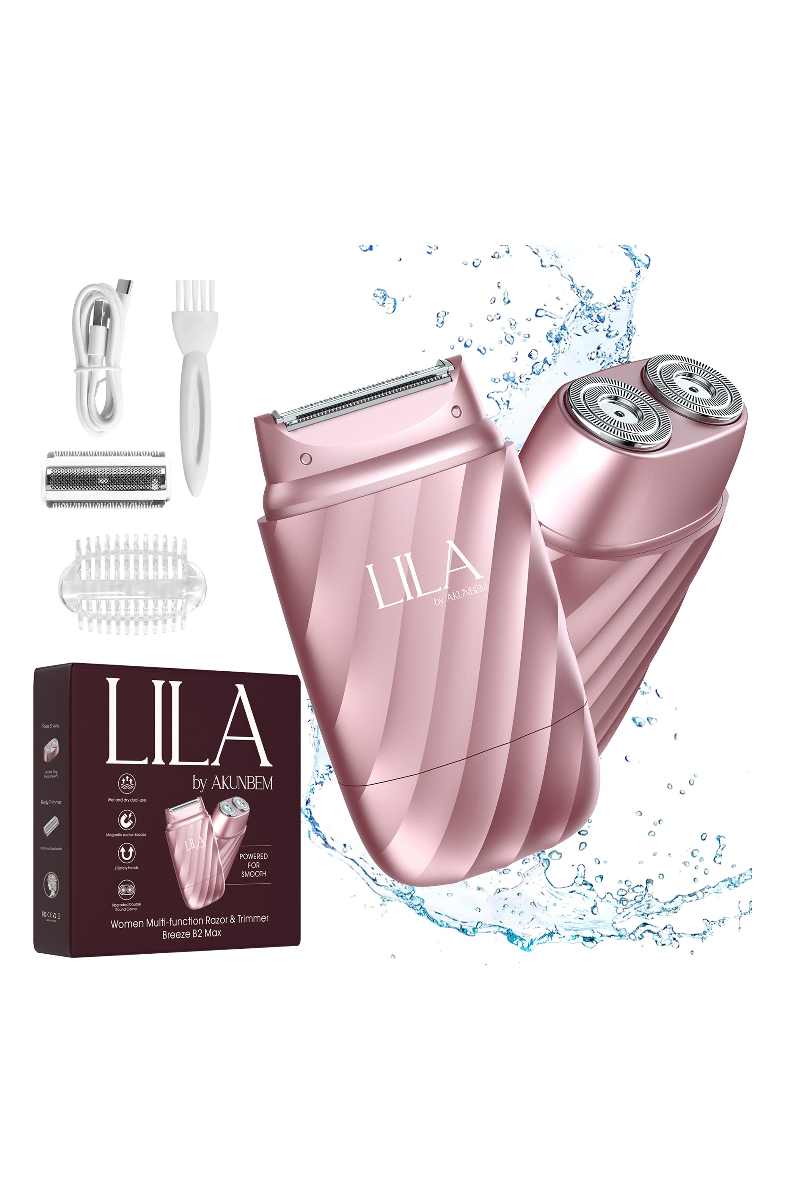 LILA BY AKUNBEM Breeze B2 Max Painless 3-in-1 Multifunction Body & Facial Hair Shaver