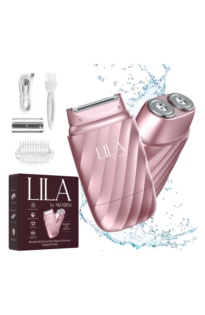 LILA BY AKUNBEM Breeze B2 Max Painless 3-in-1 Multifunction Body & Facial Hair Shaver, Main, color,