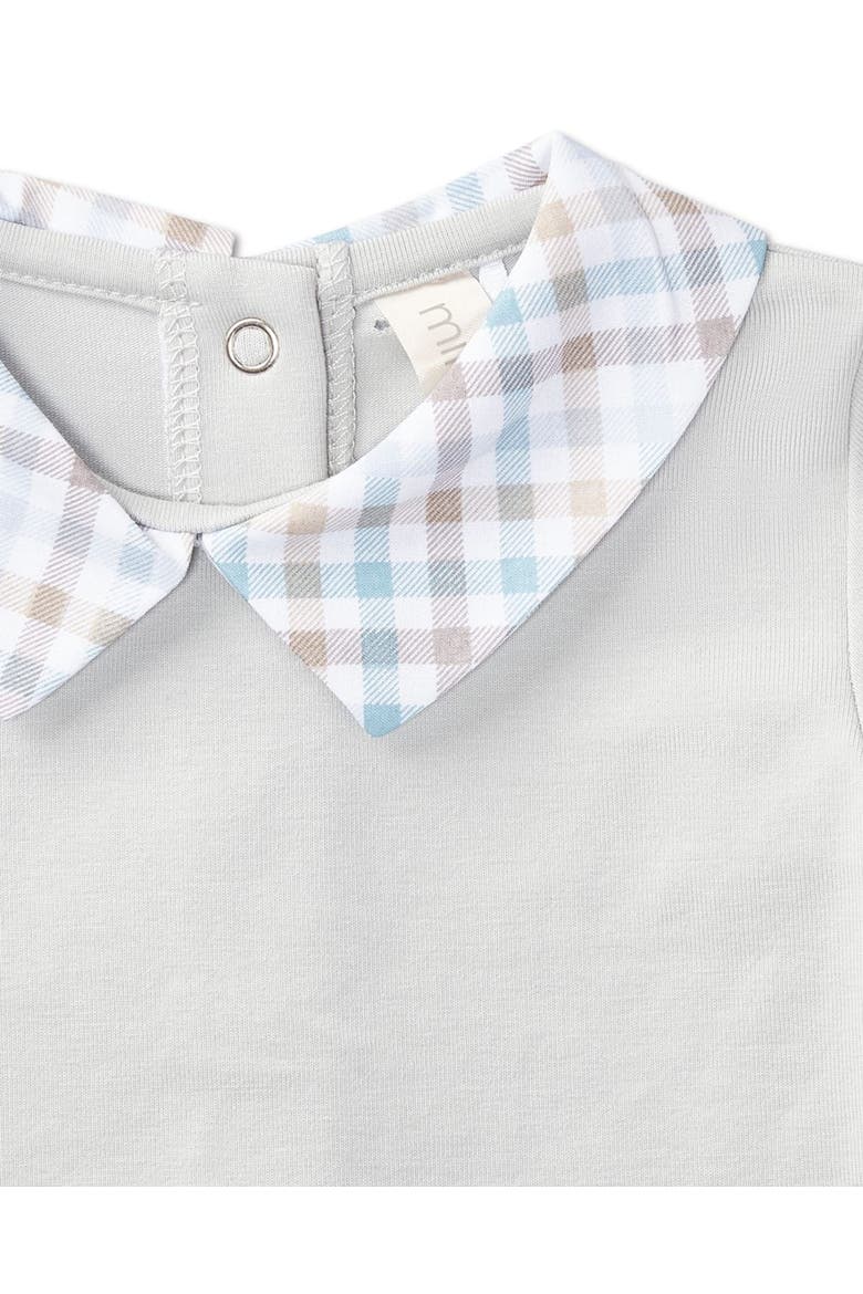Baby Plaid-Collar Cotton Rich Footie, Alternate, color, Pearl Blue