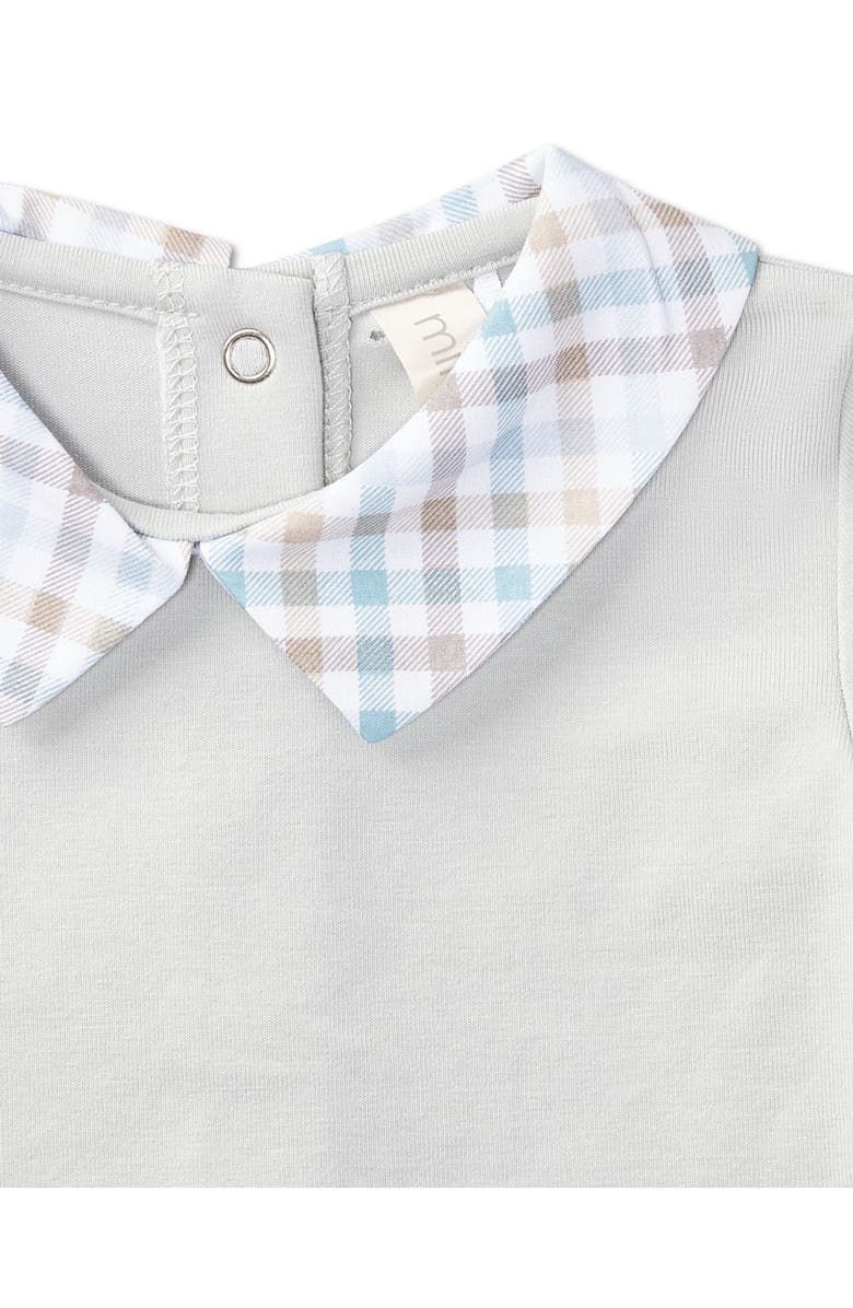 MiniMoi Baby Plaid-Collar Cotton Rich Footie, Alternate, color, Pearl Blue