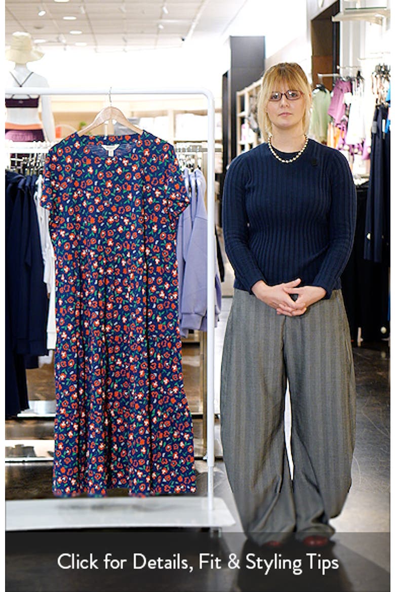 Line Strokes Floral Organic Cotton Midi Dress video