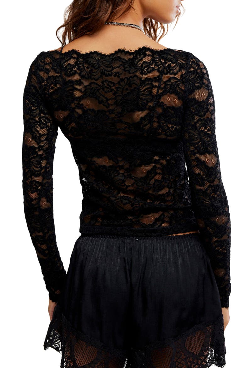 Intimately FP Raising Eyebrows Lace Top, Alternate, color, BLACK