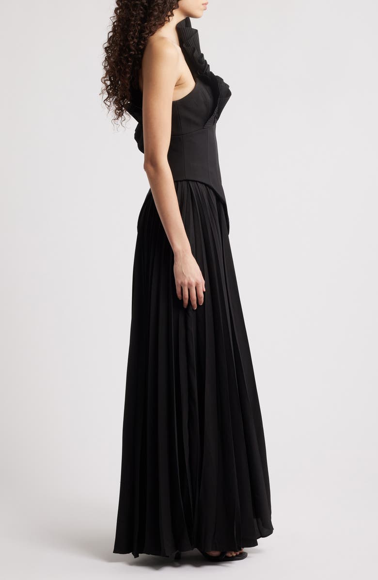 Acler Whittington Ruffle One-Shoulder Gown, Alternate, color, Black