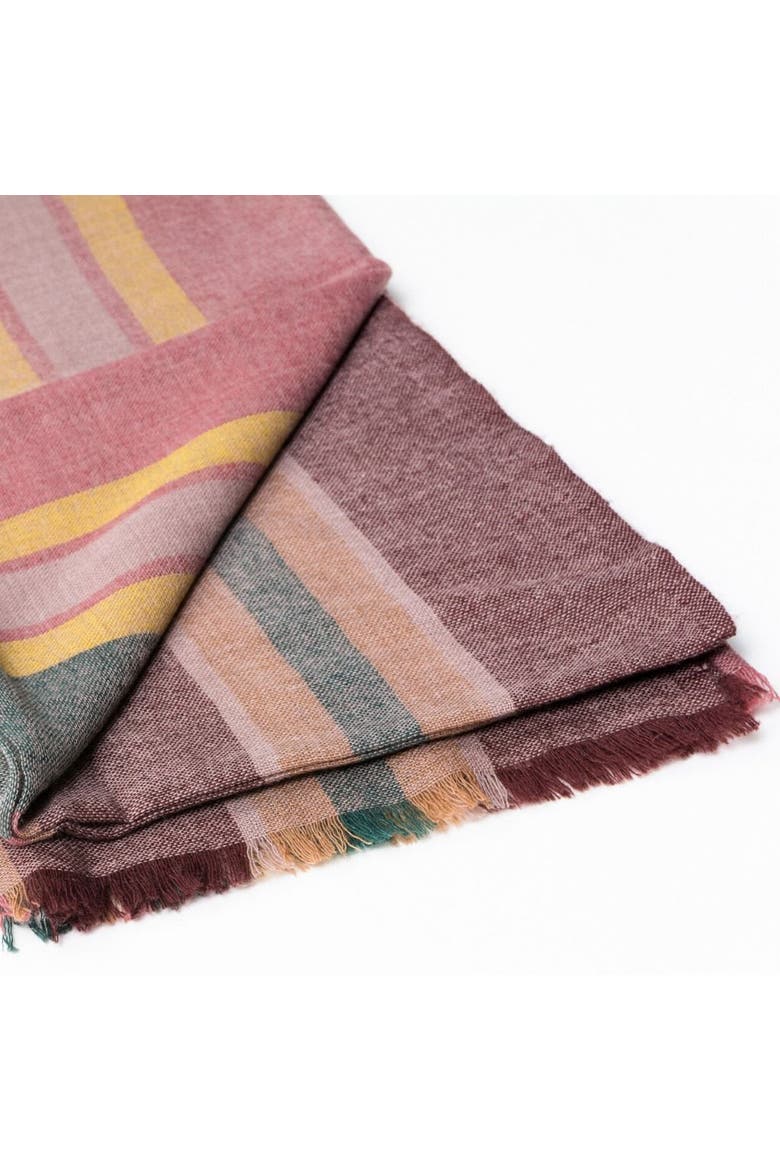 Barque Modern Artisan Striped Soft Merino Handwoven Scarf, Alternate, color, Clay
