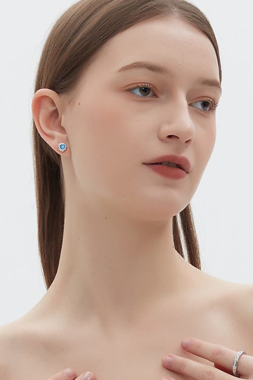 Classicharms Skyler Molten Cubic Zirconia Stud Earrings In Blue