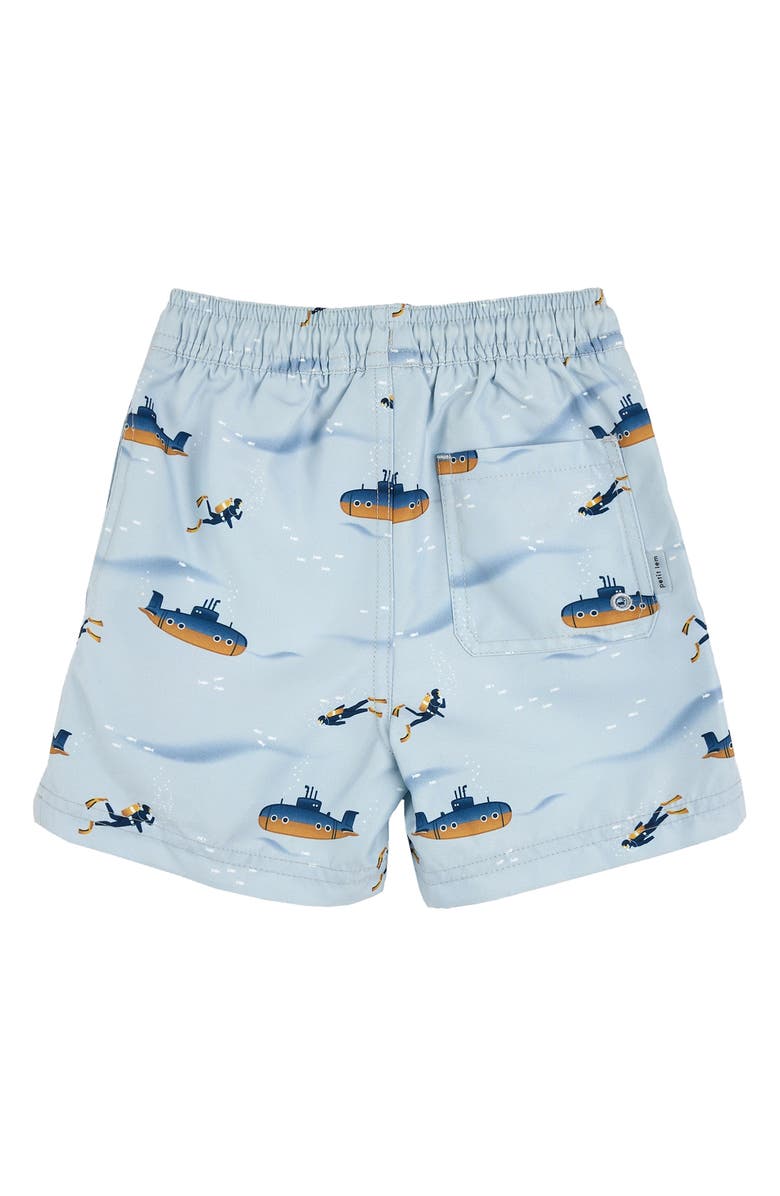 Petit Lem Kids' Submarine Print Swim Trunks, Alternate, color, Light Blue