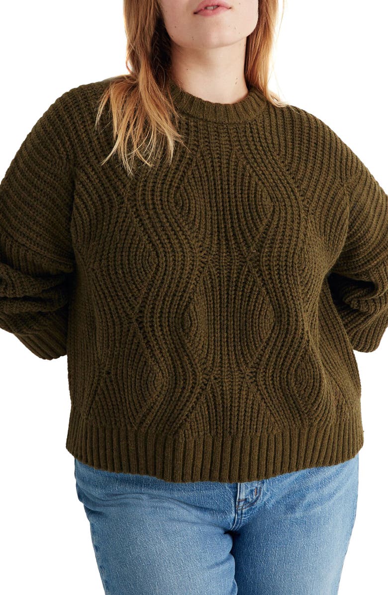 Madewell Everett Cable Knit Sweater, Alternate, color,