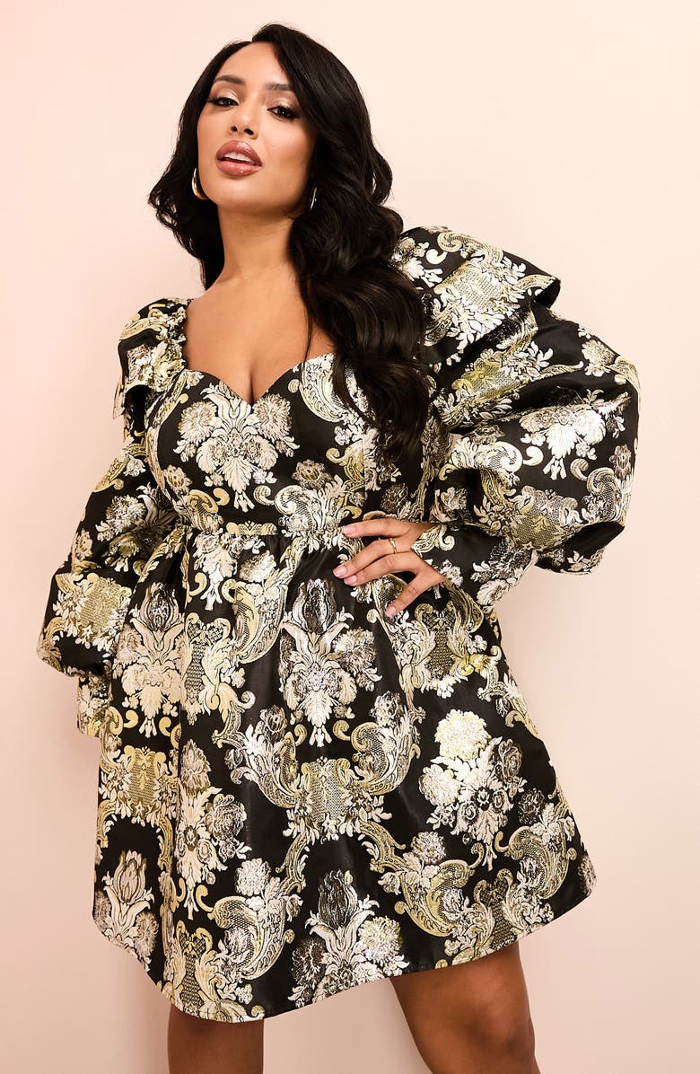 ASOS DESIGN Paisley Puff Sleeve Babydoll Minidress, Alternate, color,