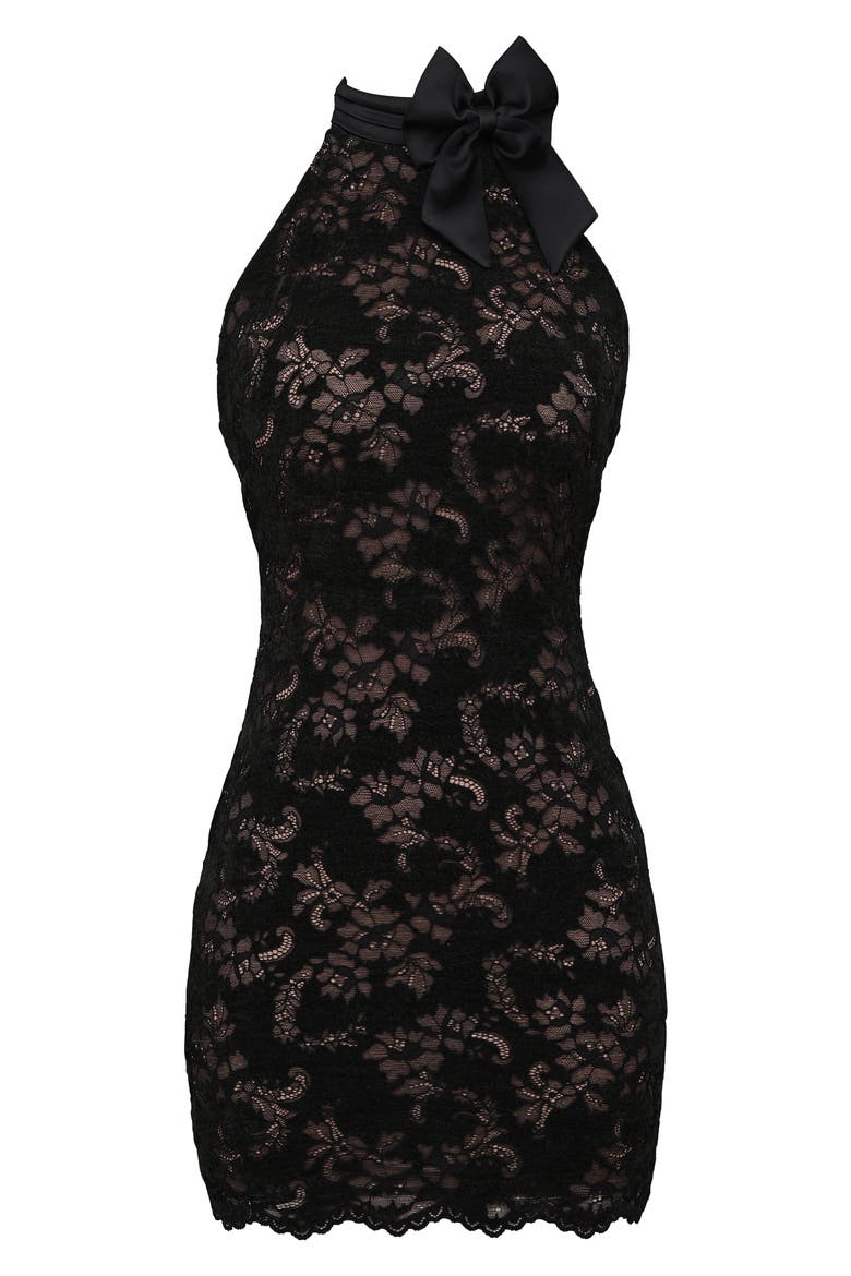 Natalya Lace Halter Body-Con Minidress, Alternate, color, BLACK