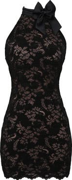 HOUSE OF CB Natalya Lace Halter Body-Con Minidress