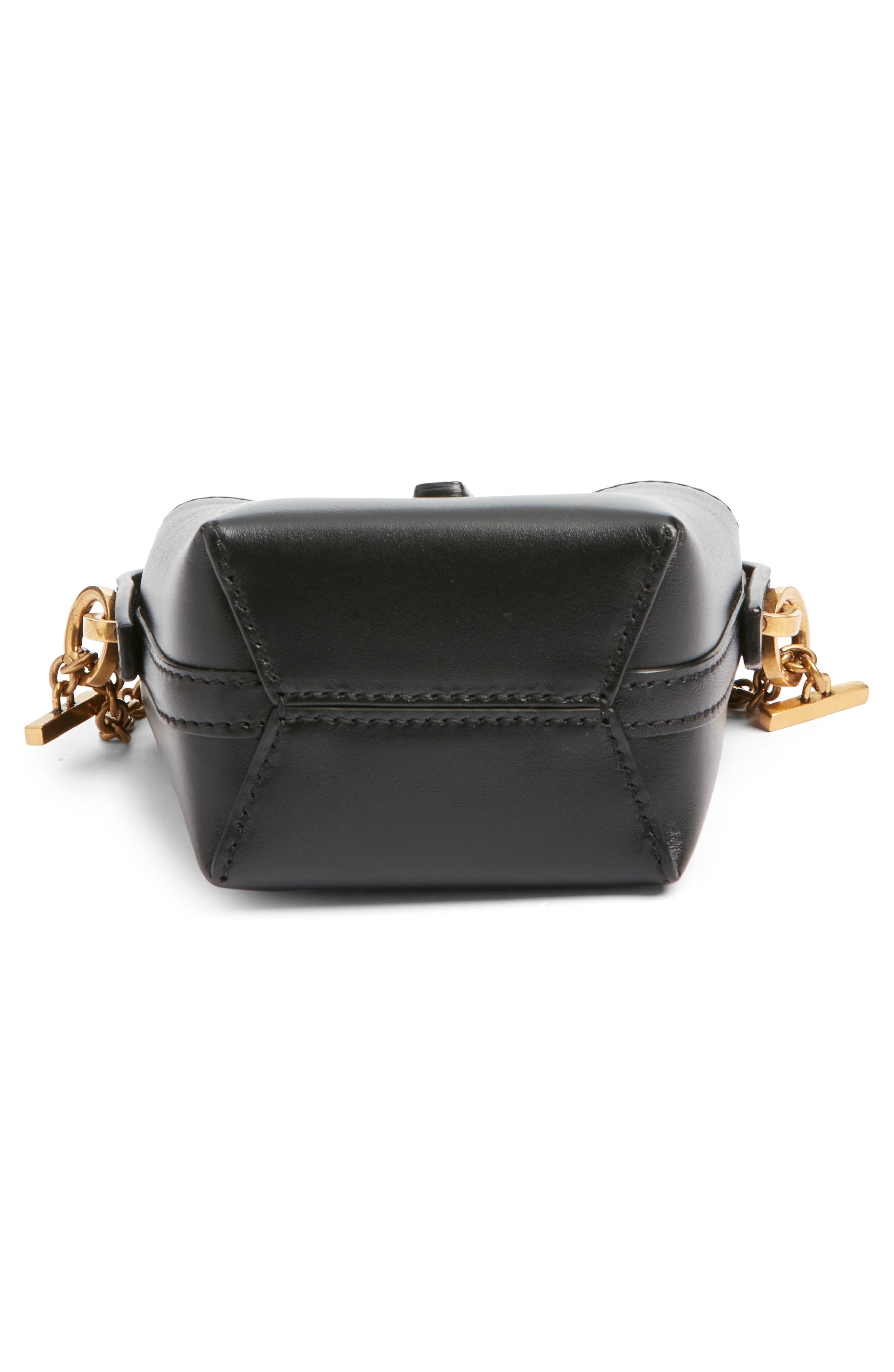 Saint Laurent Mini Cassandre Leather Bucket Bag, Alternate, color, Noir