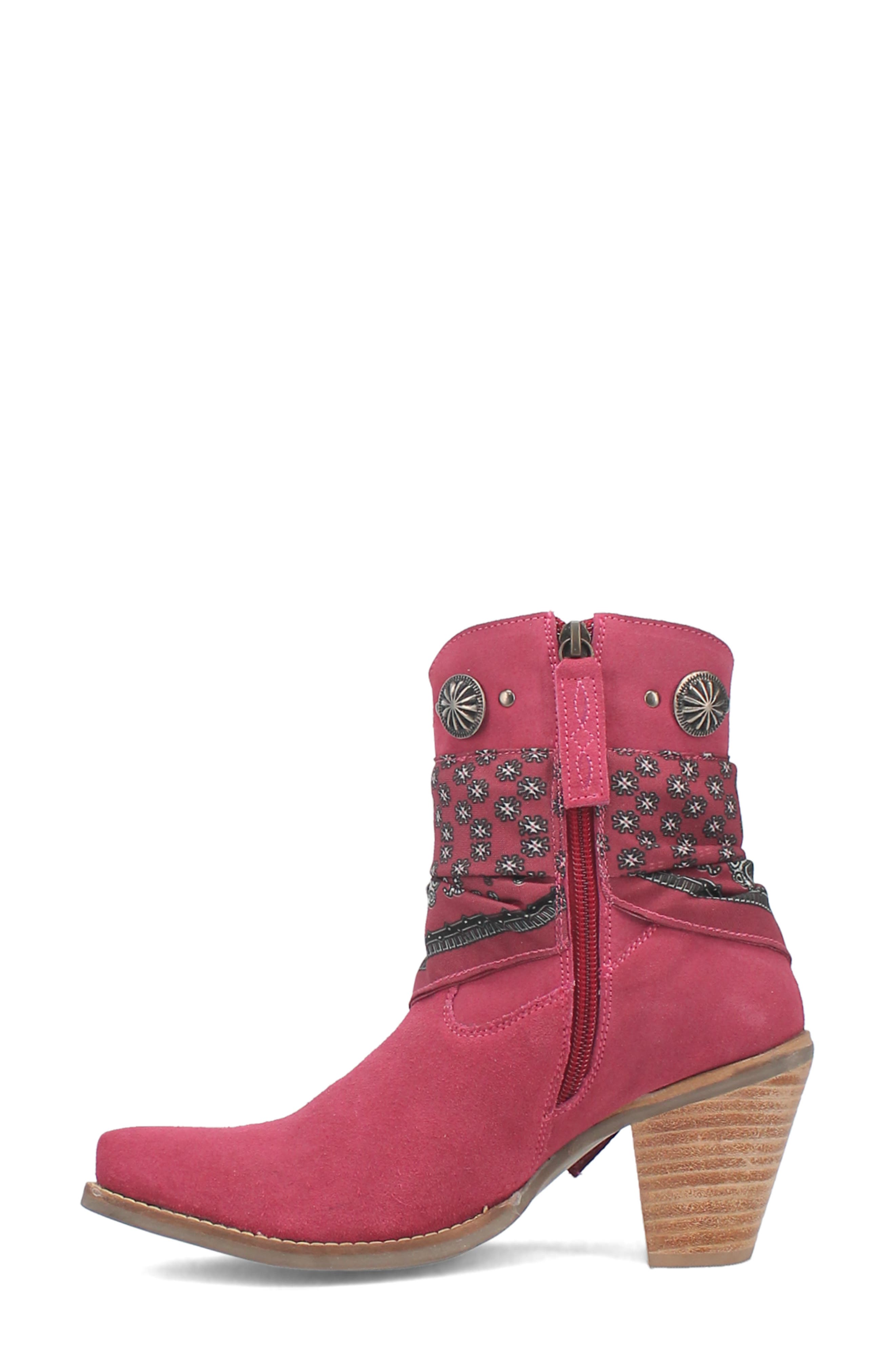 Dingo Bandida Side Zip Western Boot, Alternate, color, Fuchsia