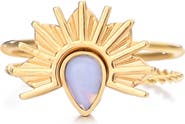 Adornia Set of 2 18K Gold Plated Synthetic Opal & Sunrise Rings