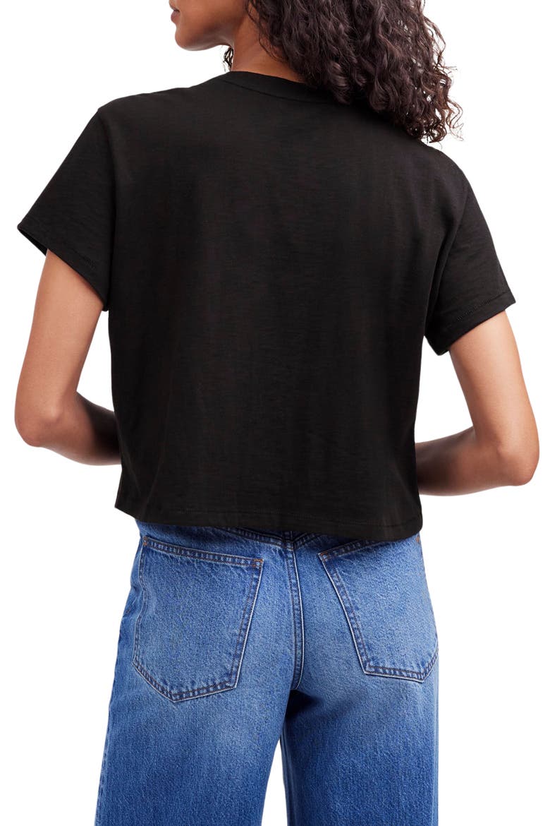 Boxy Crop Cotton Slub T-Shirt, Alternate, color, JET BLACK