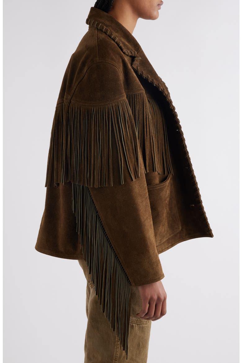 Fabie Fringed Suede Jacket, Alternate, color, BRONZE
