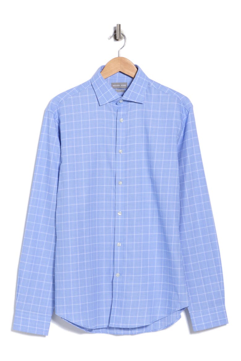 Printed Cotton Slim Fit Dress Shirt, Main, color, ALL BLUE