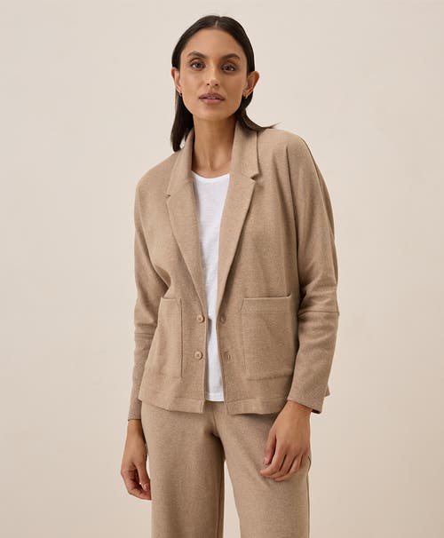 Pact Organic Cotton Airplane Relaxed Blazer In Sesame Heather