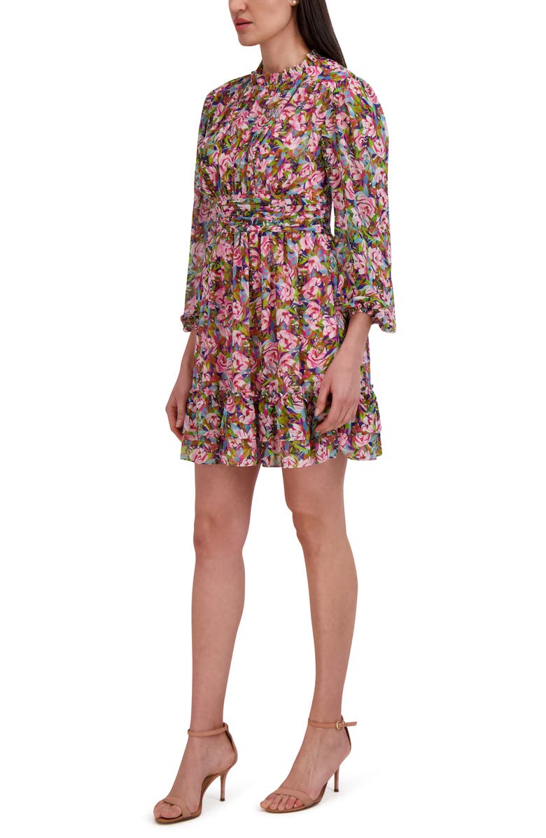 Julia Jordan Floral Ruffle Trim Minidress, Alternate, color,