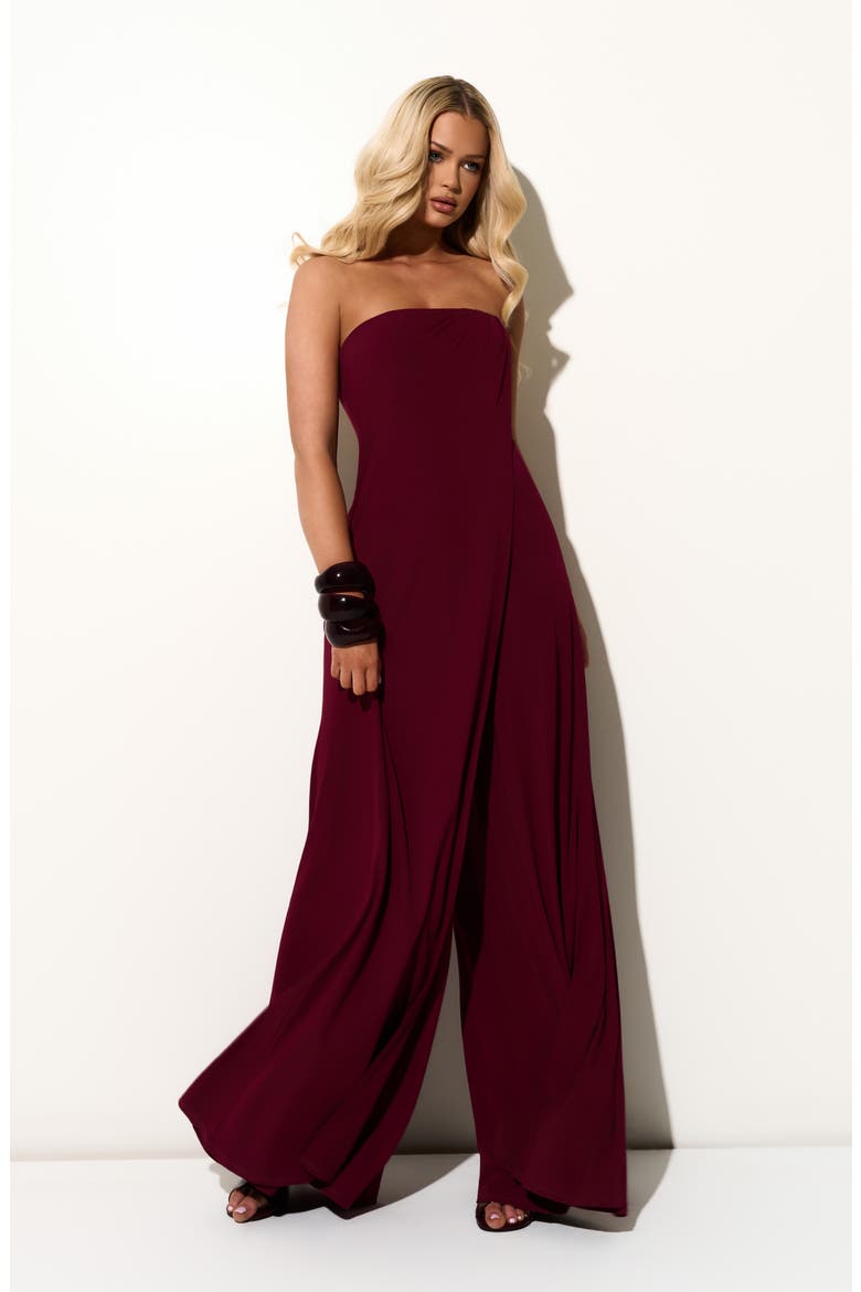 Slinky Strapless Tube Wide Leg Jumpsuit, Alternate, color, SANGRIA
