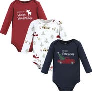 Hudson Baby Cotton Long-Sleeve Bodysuit 3Pk