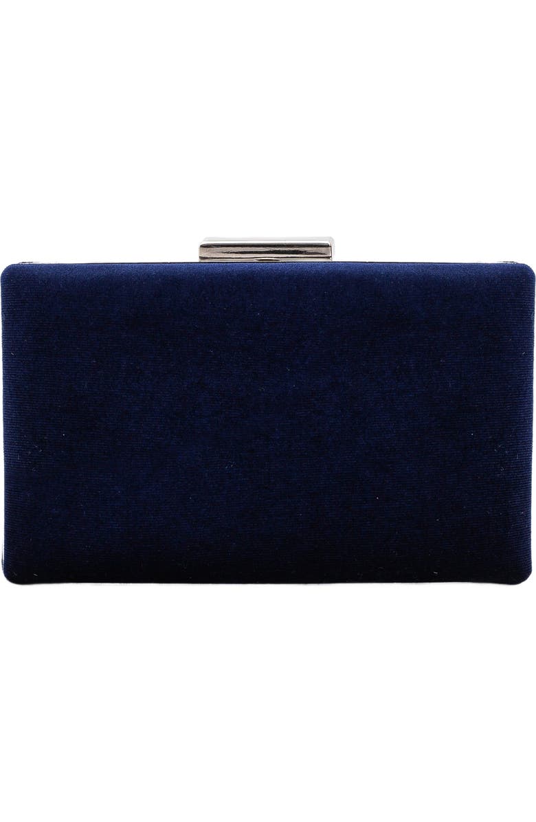 Forever & Always Shoes Clara Evening Clutch, Main, color, Dark Blue Suede