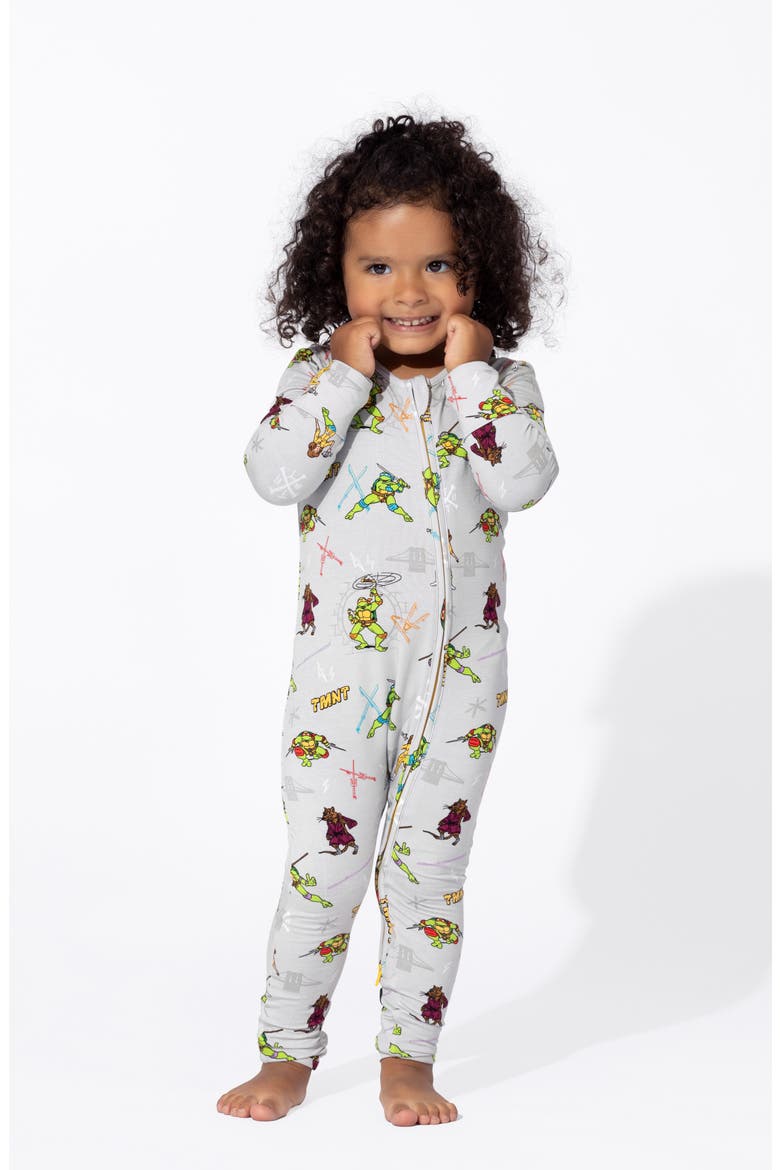 Kids' x Teenage Mutant Ninja Turtles Fitted Convertible Footie Pajamas, Alternate, color, GREY