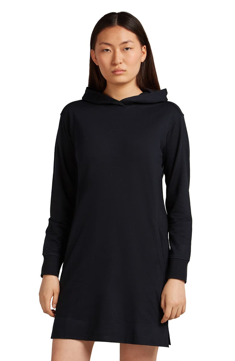 Icebreaker Merino Blend 200 Crush Long Sleeve Dress, Alternate, color, Black