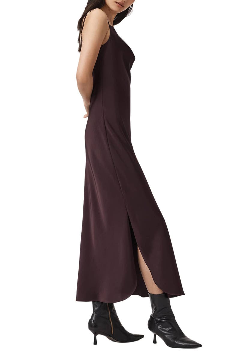 AllSaints Hadley Satin Slipdress, Alternate, color, Oxblood Red