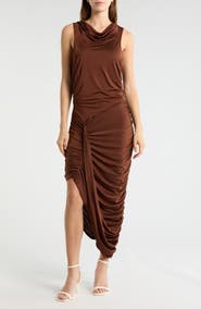 Avec Les Filles Ruched Jersey Dress