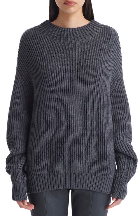 Macie Oversize Zip Cuff Wool Sweater