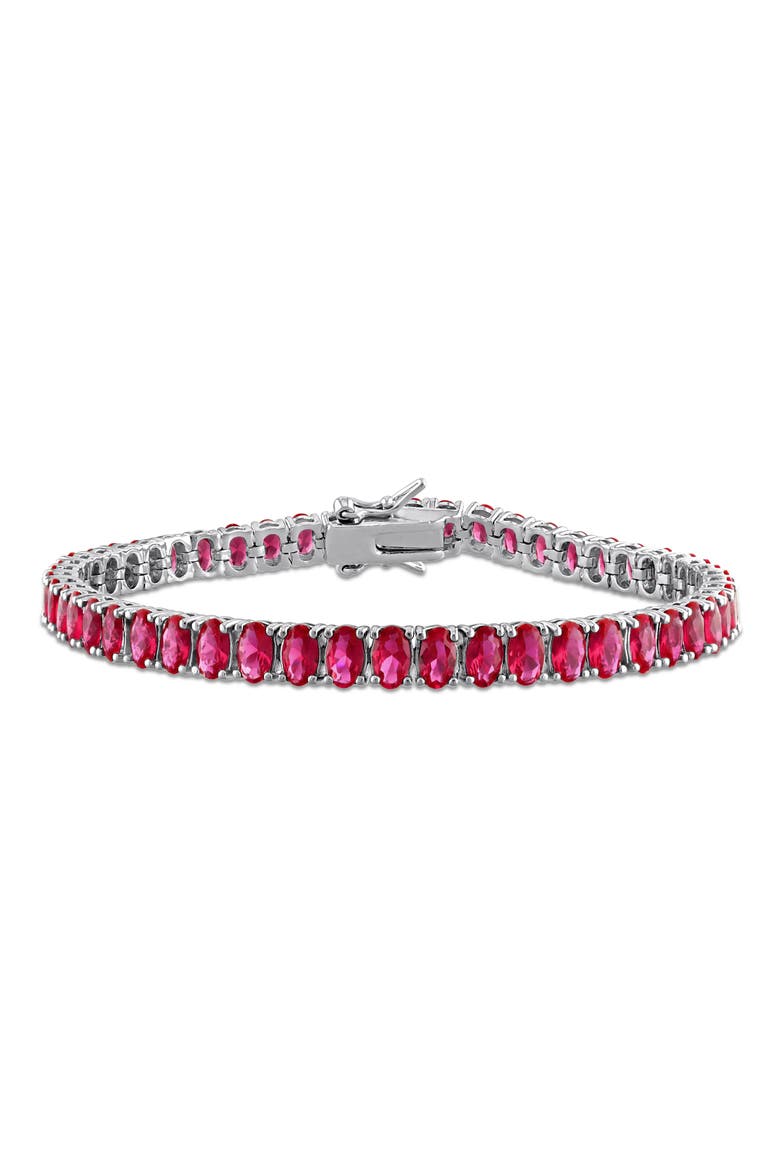 Oval Cut Created Ruby Tennis Bracelet, Main, color, RED
