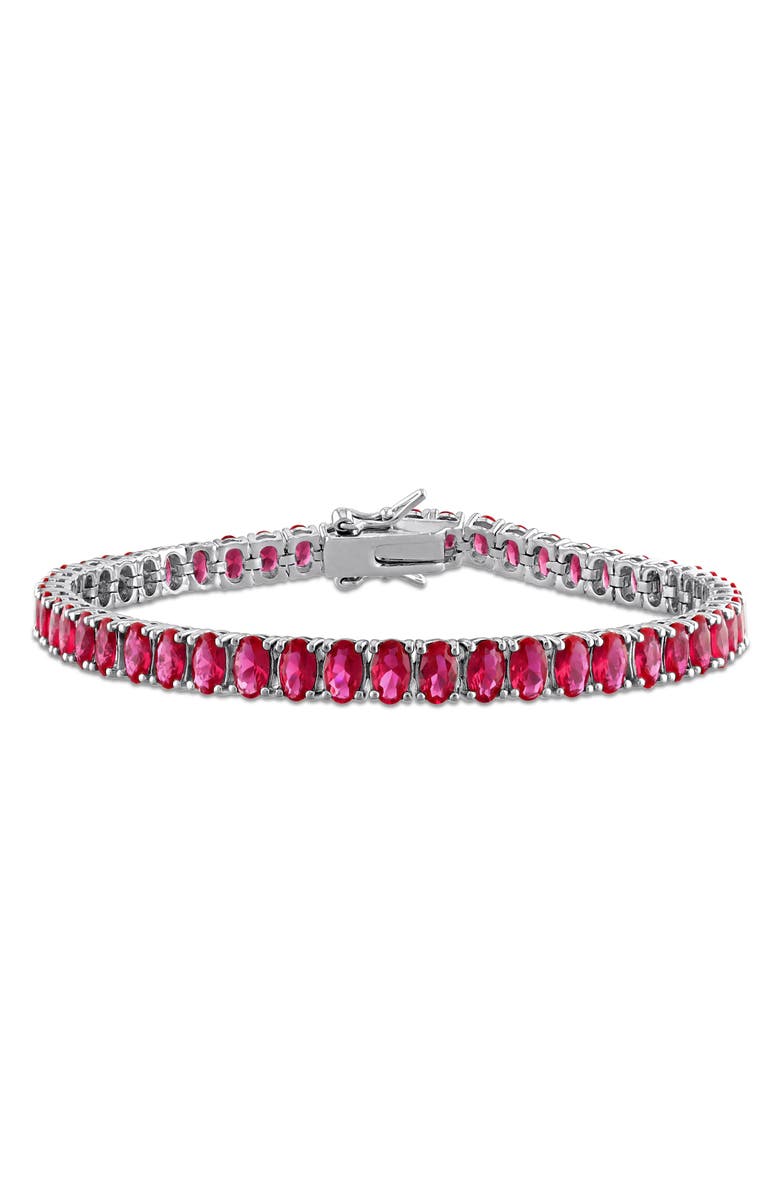 DELMAR Oval Cut Created Ruby Tennis Bracelet, Main, color, Red