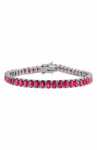 Oval Cut Created Ruby Tennis Bracelet