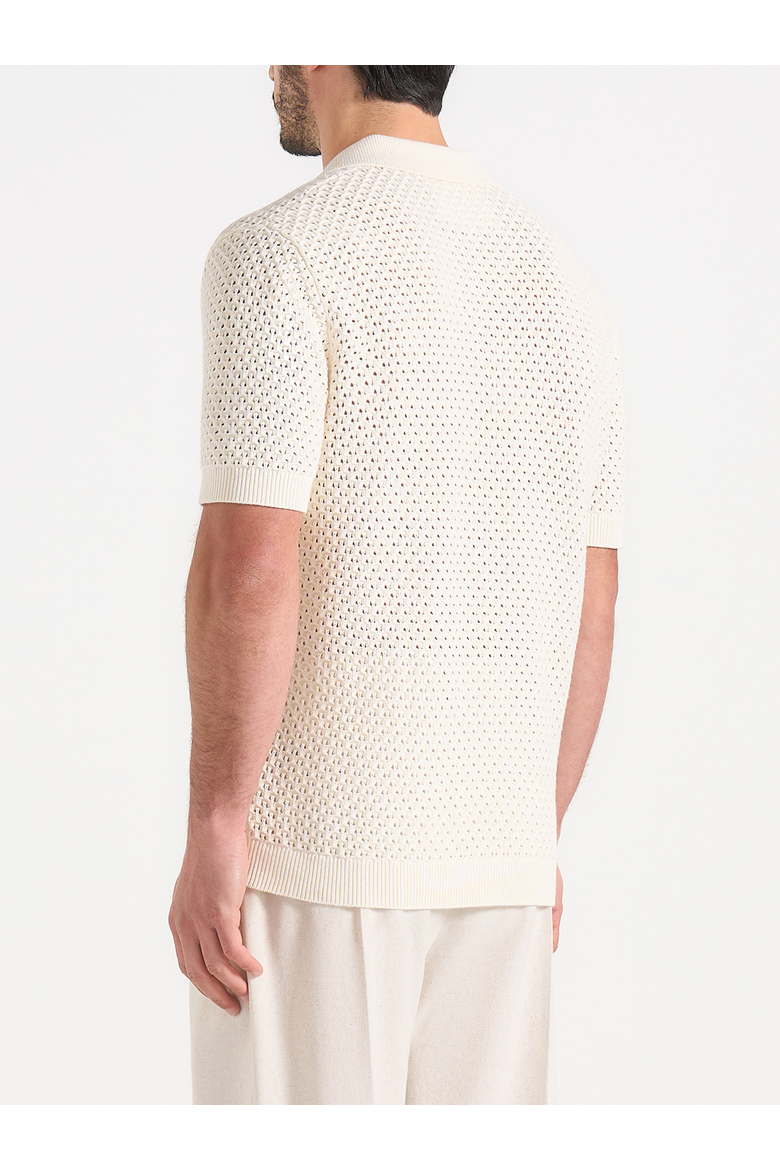 Conrad Textured Cotton Knit Polo Shirt, Alternate, color, Cream