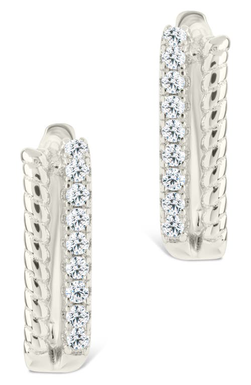 Sterling Forever Cori Cubic Zirconia Rectangular Huggie Hoop Earrings In Silver