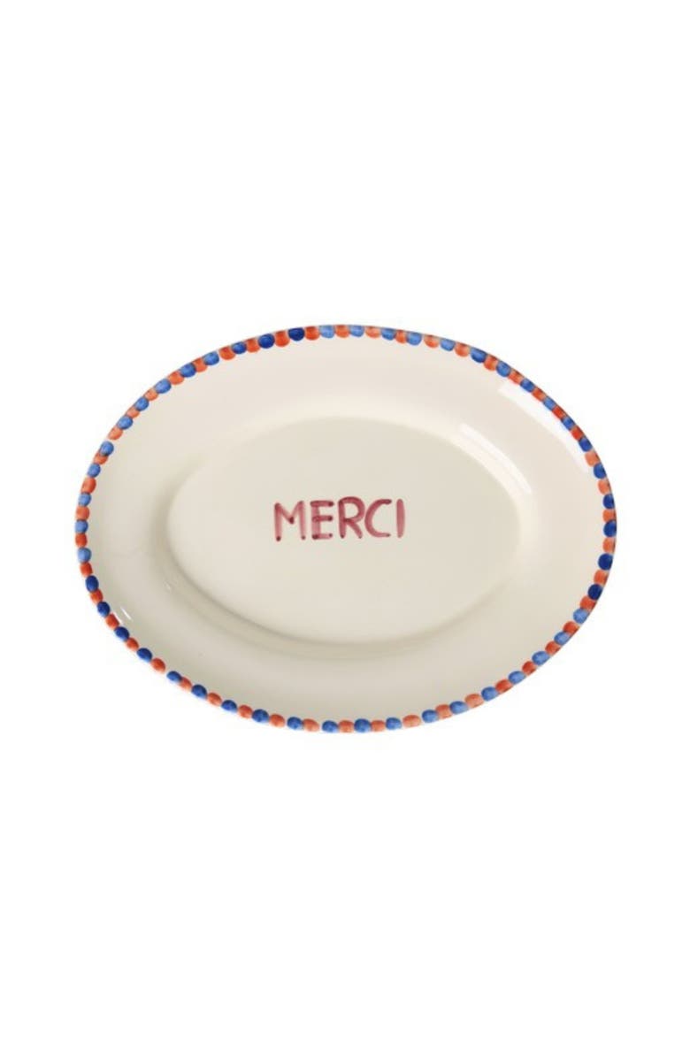 10004222 Ceramic Serving Platter Hand Painted Merci, Main, color, Beige