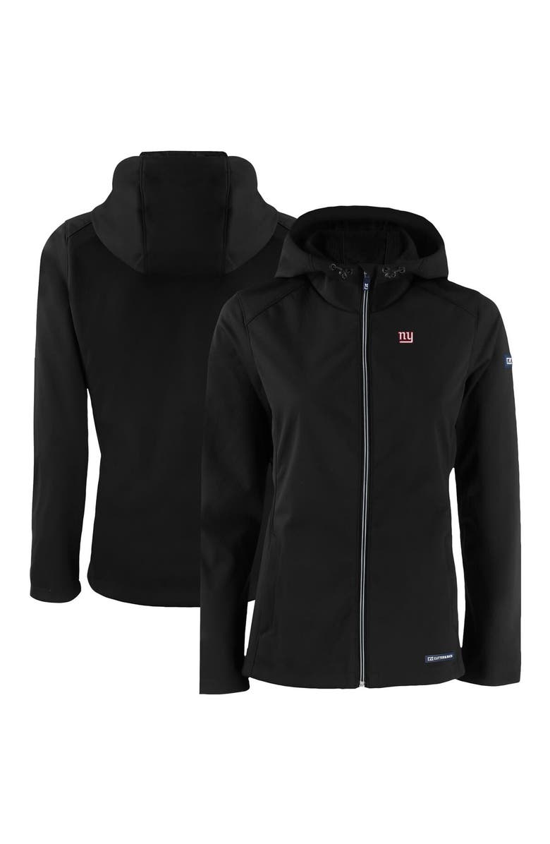 Cutter & Buck Women's Cutter & Buck Black New York Giants Evoke Eco Softshell Recycled Full-Zip Hooded Jacket, Main, color, 