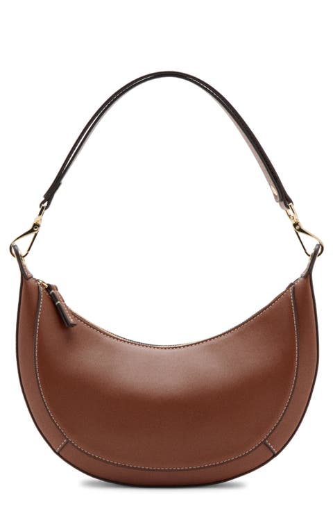 Oval Faux Leather Shoulder Bag