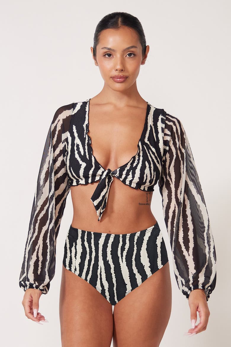 Scarlett Bikini Swimsuit Top, Main, color, Zebra
