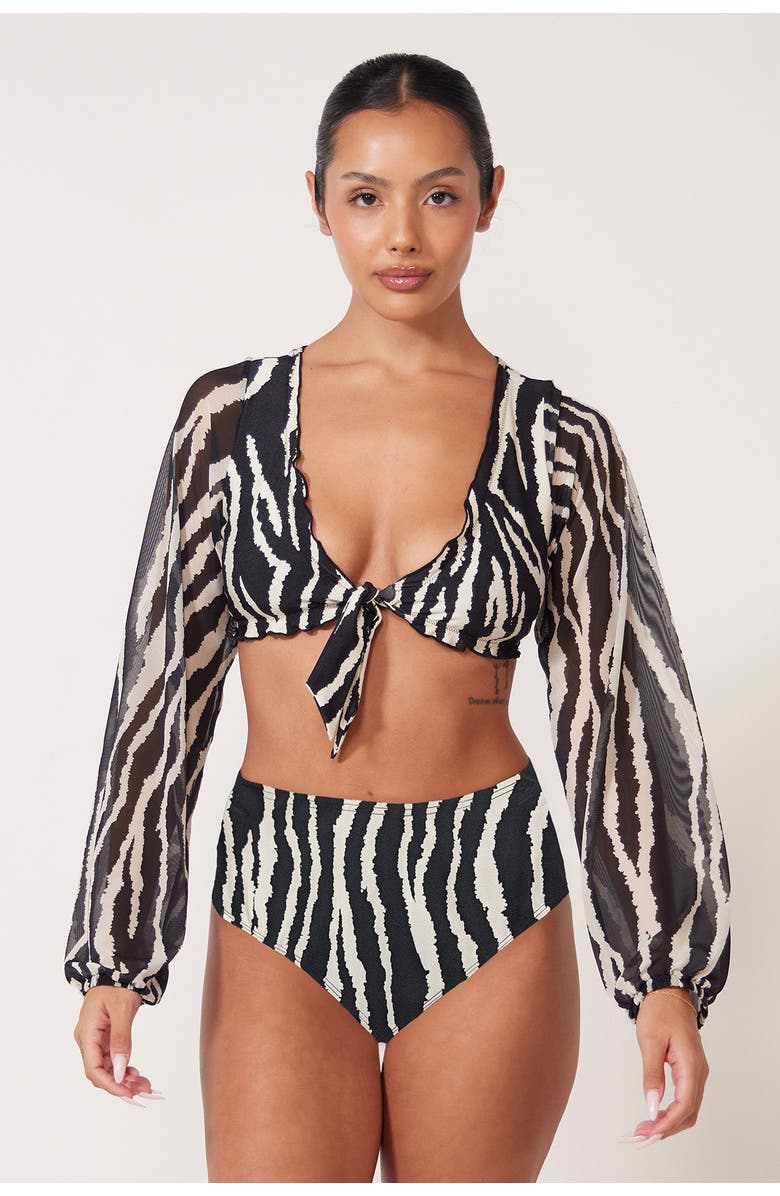 Villa Fresca Scarlett Bikini Swimsuit Top, Main, color, Zebra