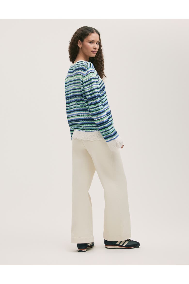 Audrenia Striped Crochet Sweater, Alternate, color, Blue Stripe