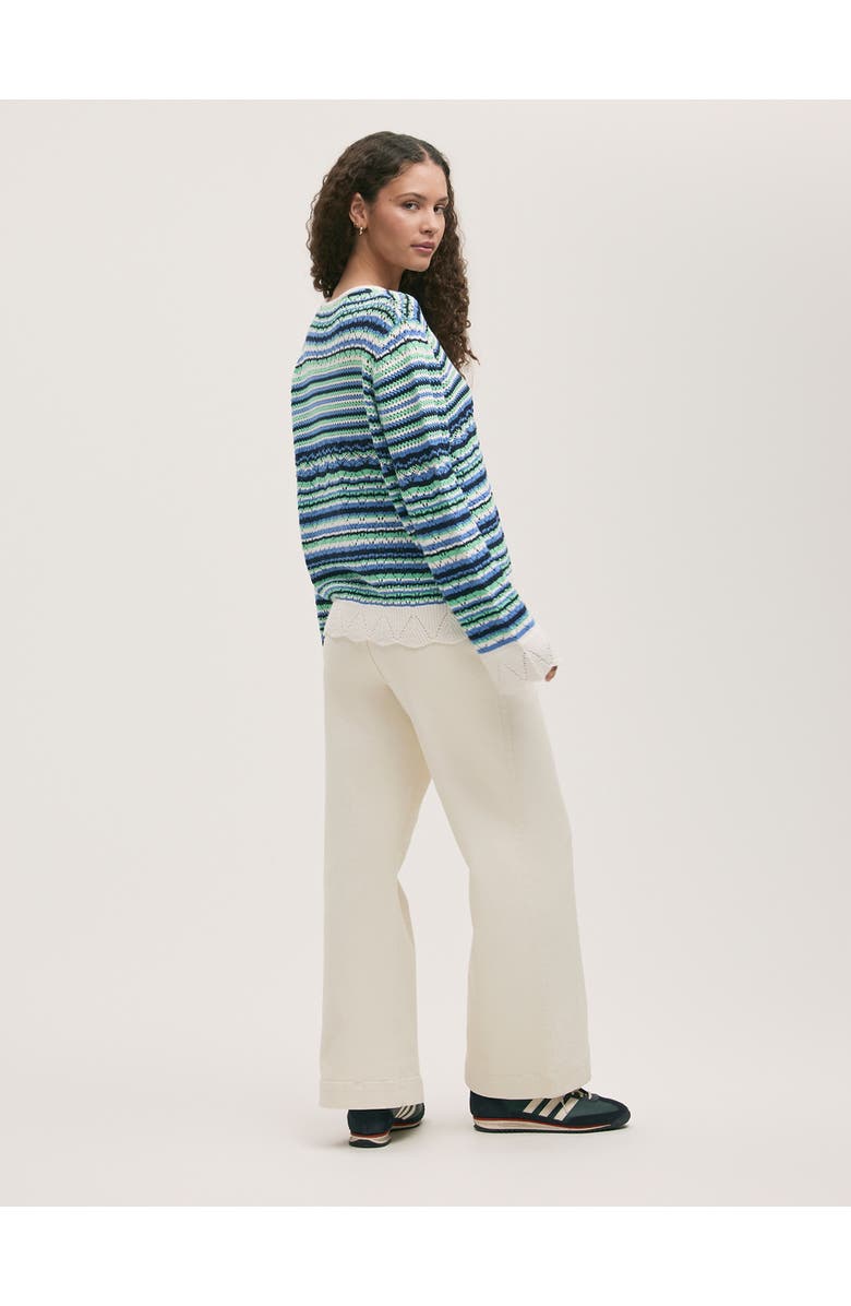 Finery London Audrenia Striped Crochet Sweater, Alternate, color, Blue Stripe