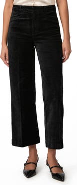 PAIGE Anessa High Waist Ankle Wide Leg Velvet Pants