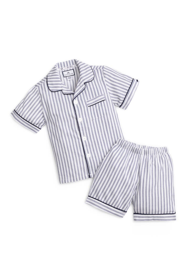 Ticking Stripe Short Two-Piece Pajamas, Main, color, NAVY
