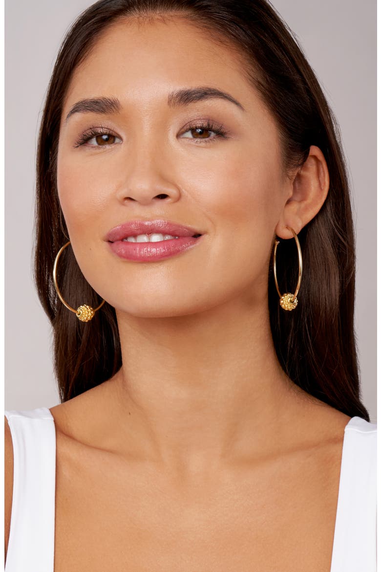Caviar Gold Medium Hoop Earrings, Alternate, color, GOLD